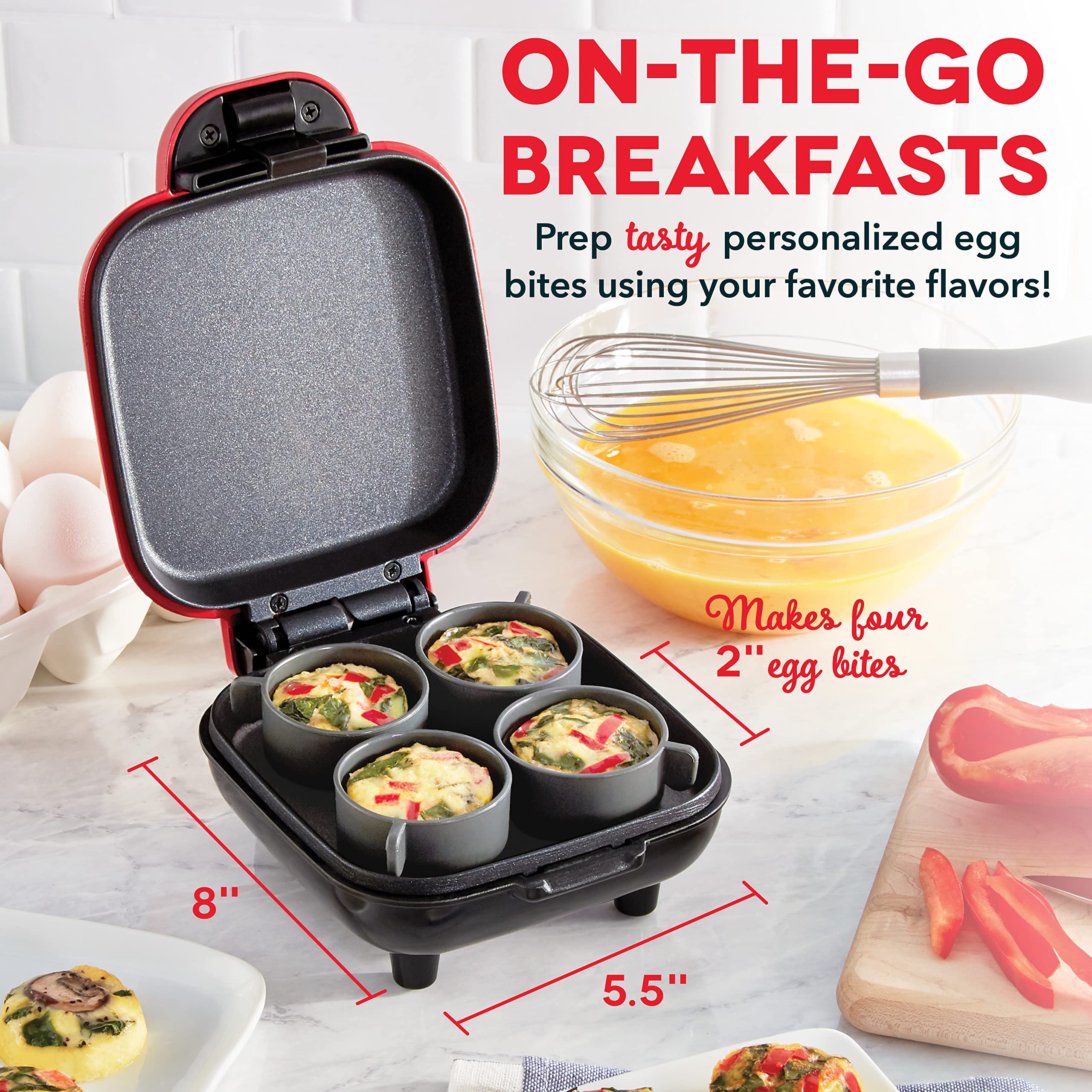 Dash Deluxe Sous Vide Style Egg Bite Maker With Silicone Molds For Breakfast Sandwiches, Healthy Snacks Or Desserts, Keto & Pale